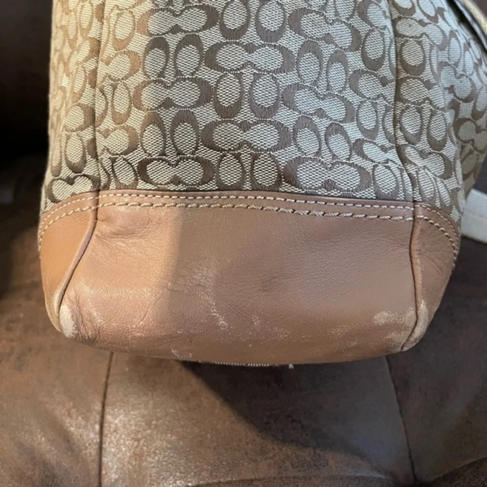 COACH Khaki Signature Crossbody Tote Handbag Multi Function Diaper Bag 77156‎